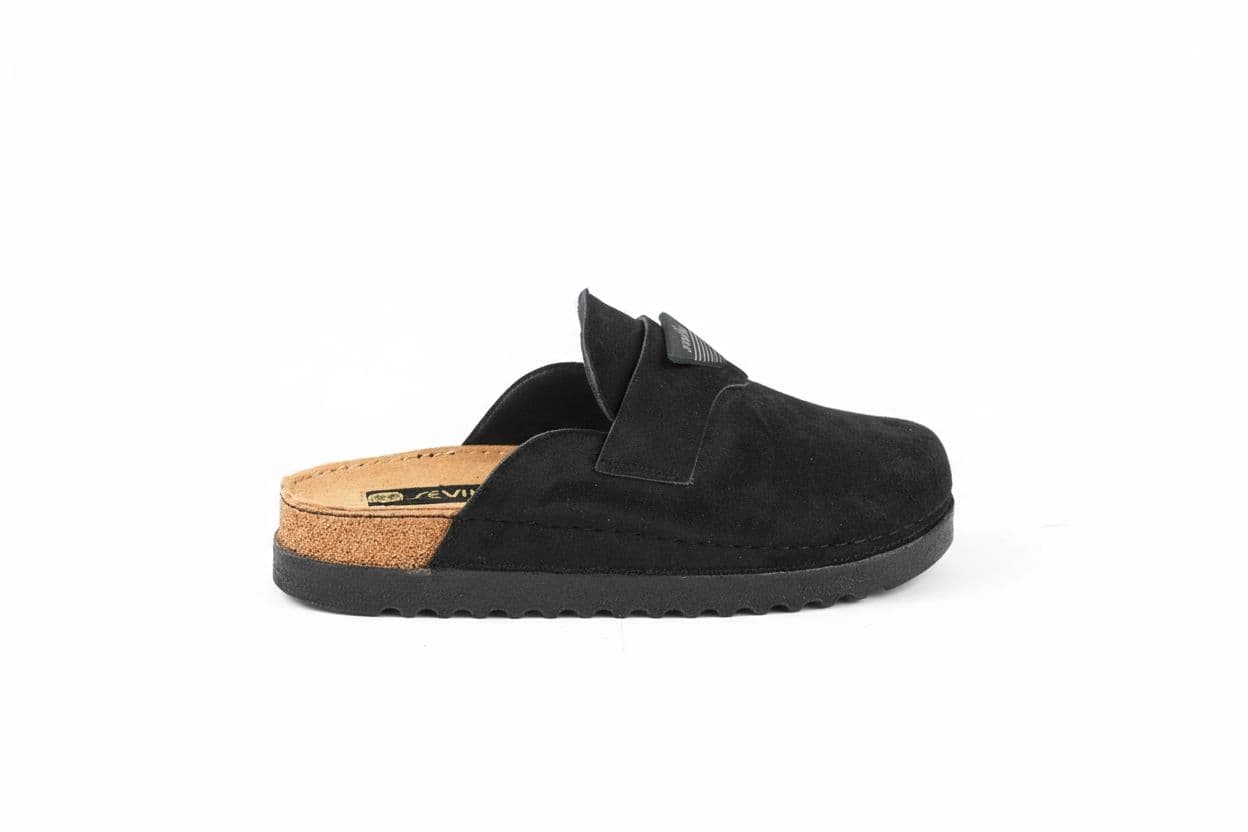 sabot mules confort femme en daim noir R 204
