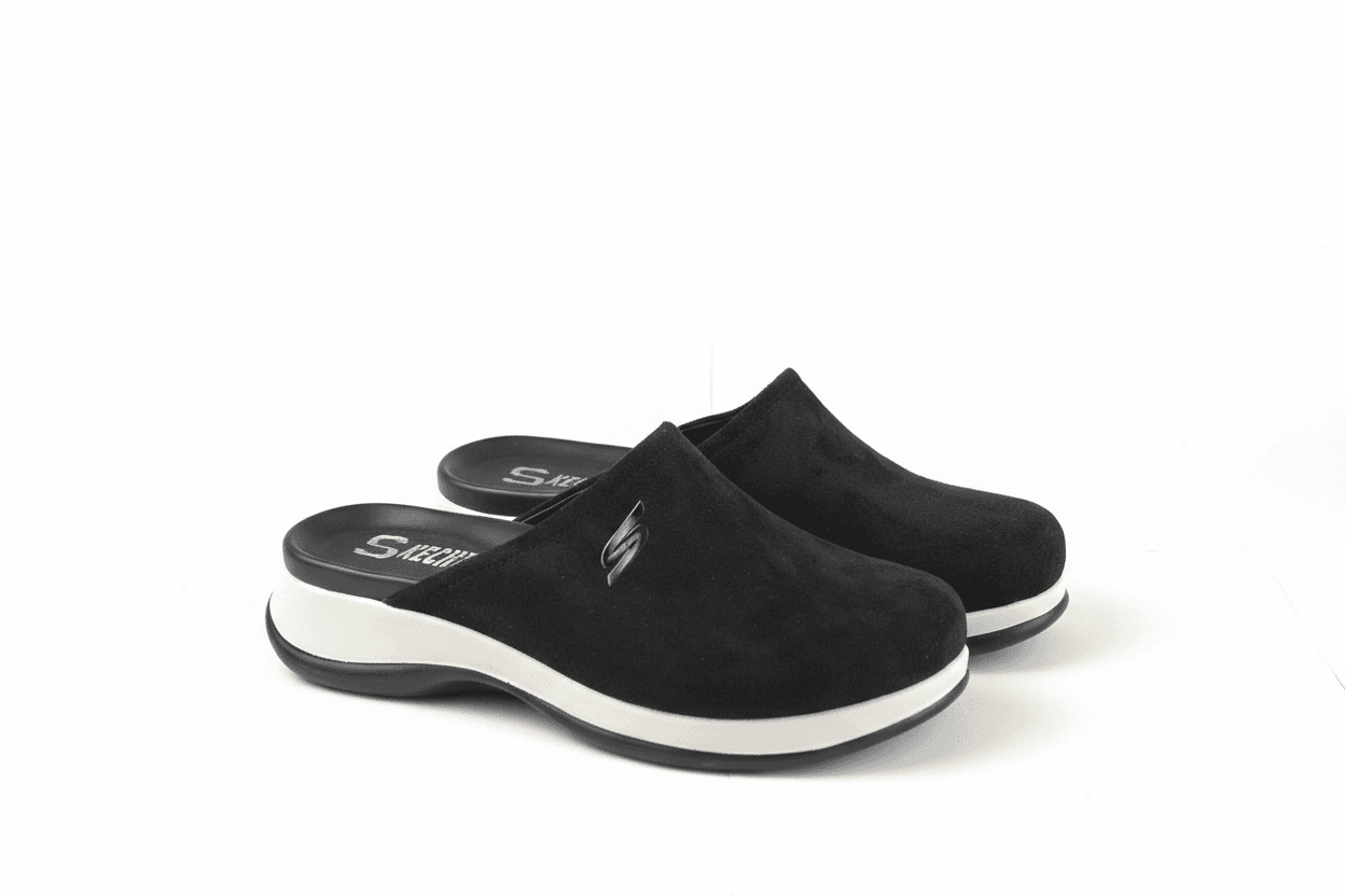 Sabot medical en Dain noir pour femme R2604